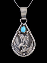 Navajo Sterling Silver 3D Turquoise Eagle Pendant