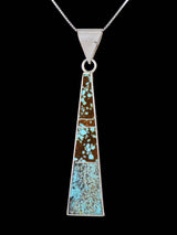 Pendentif incrusté d’argent sterling turquoise Navajo