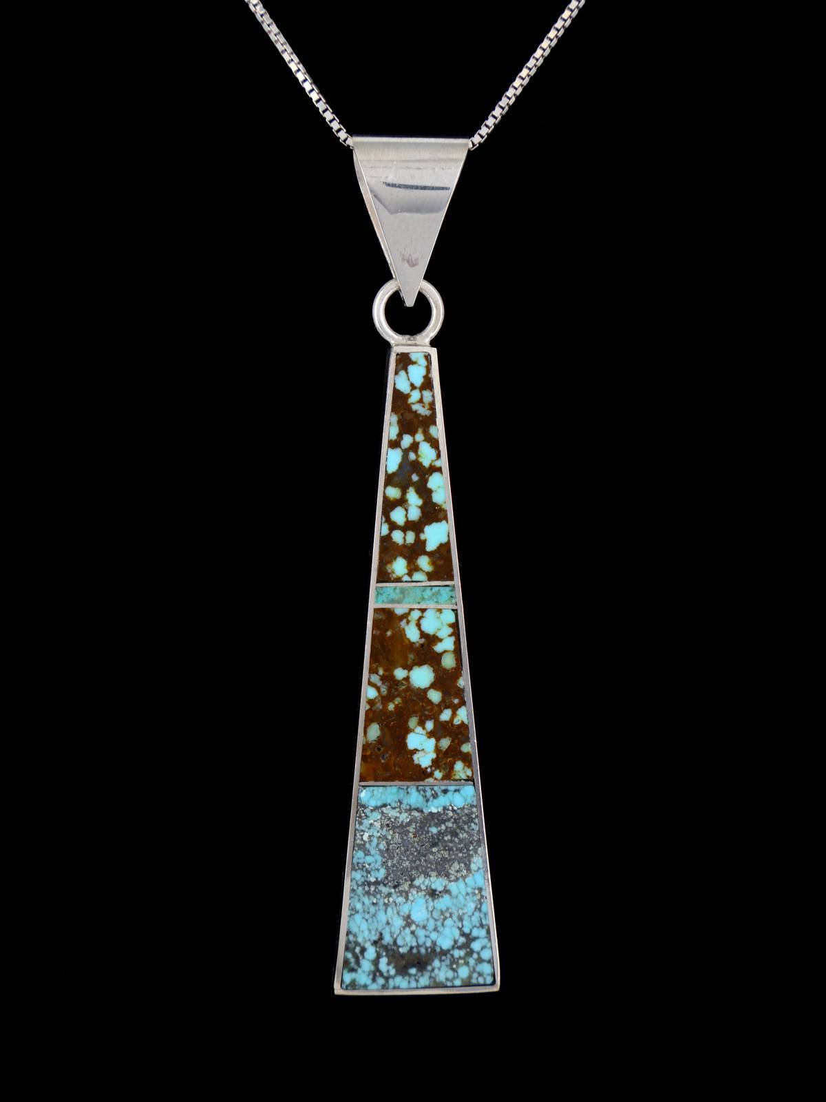 Navajo Turquoise Sterling Silver Inlay Pendant