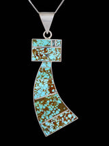 Navajo Turquoise Yei Sterling Silver Inlay Pendant