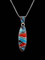 Native American Turquoise and Spiny Oyster Inlay Pendant