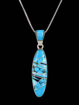 Native American Turquoise and Opalite Inlay Pendant