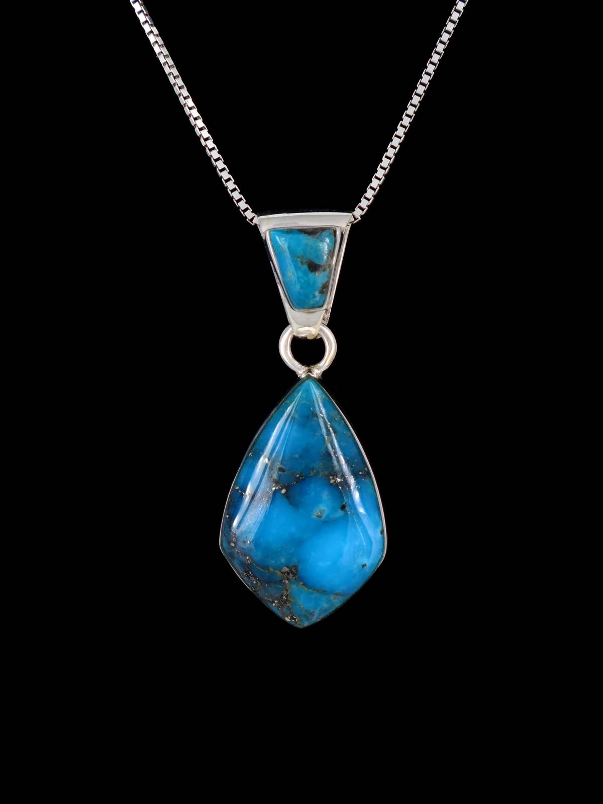 Native American Sterling Silver Kingman Turquoise Pendant