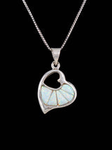 Navajo Opalite Cobblestone Inlay Heart Pendant - PuebloDirect.com