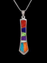 Navajo Turquoise and Spiny Oyster Inlay Pendant