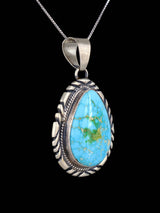 Native American Sonoran Gold Turquoise Sterling Silver Pendant