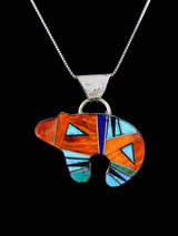 Native American Multistone Inlay Medicine Bear Pendant