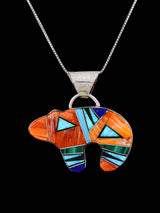 Native American Multistone Inlay Medicine Bear Pendant