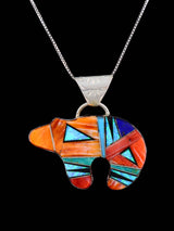 Native American Multistone Inlay Medicine Bear Pendant