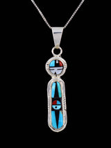 Native American Jewelry Sterling Silver Zuni Inlay Sunface Pendant