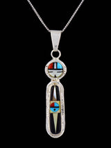 Native American Jewelry Sterling Silver Zuni Inlay Sunface Pendant