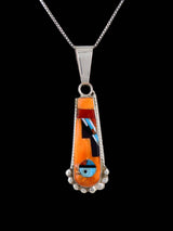 Colgante de plata de ley con incrustaciones de cara de sol Zuni de joyería nativa americana