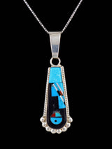 Colgante de plata de ley con incrustaciones de cara de sol Zuni de joyería nativa americana