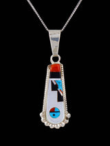 Native American Jewelry Sterling Silver Zuni Inlay Sunface Pendant