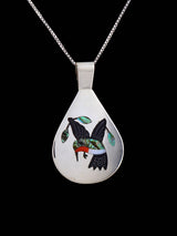 Native American Jewelry Zuni Inlay Hummingbird Pendant
