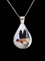 Native American Jewelry Zuni Inlay Duck Bird Pendant - PuebloDirect.com