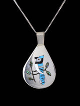 Native American Jewelry Zuni Inlay Blue Jay Pendant