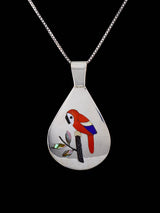 Native American Jewelry Zuni Inlay Parrot Pendant