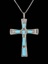 Sterling Silver Zuni Turquoise Cross Necklace