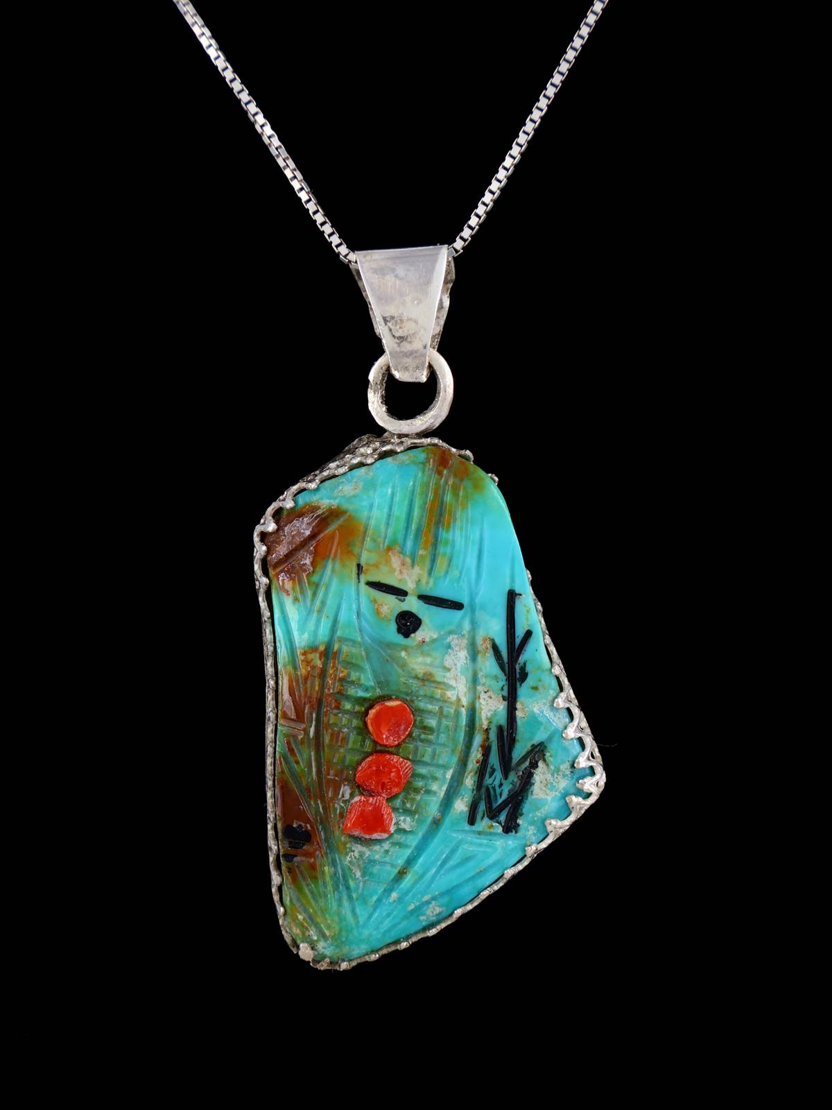 Native American Jewelry Zuni Inlay Kachina Maiden Pendant