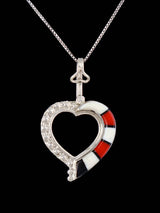 Native American Jewelry Zuni Inlay Heart Pendant - PuebloDirect.com