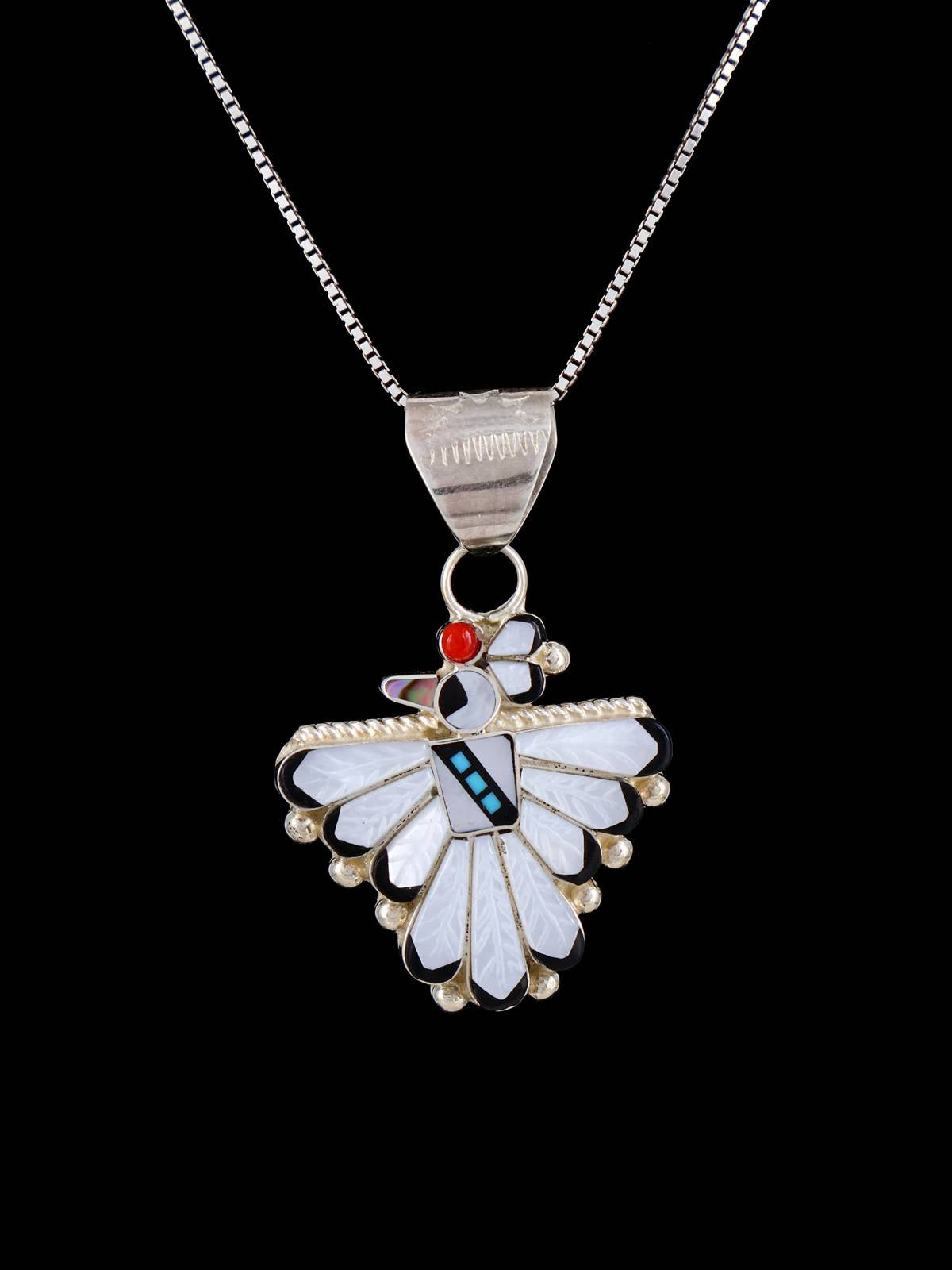 Mother of Pearl Sterling Silver Zuni Thunderbird Pendant