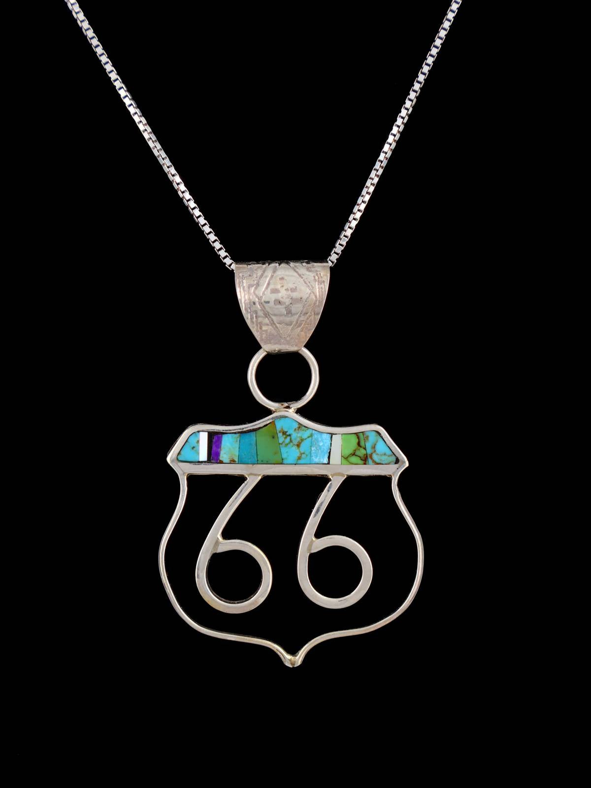 Turquoise Sterling Silver Zuni Route 66 Pendant
