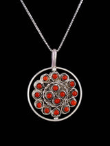 Zuni Reversible Turquoise and Coral Spinner Pendant