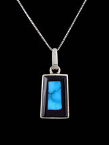Native American Jewelry Penn Shell and Turquoise Inlay Pendant
