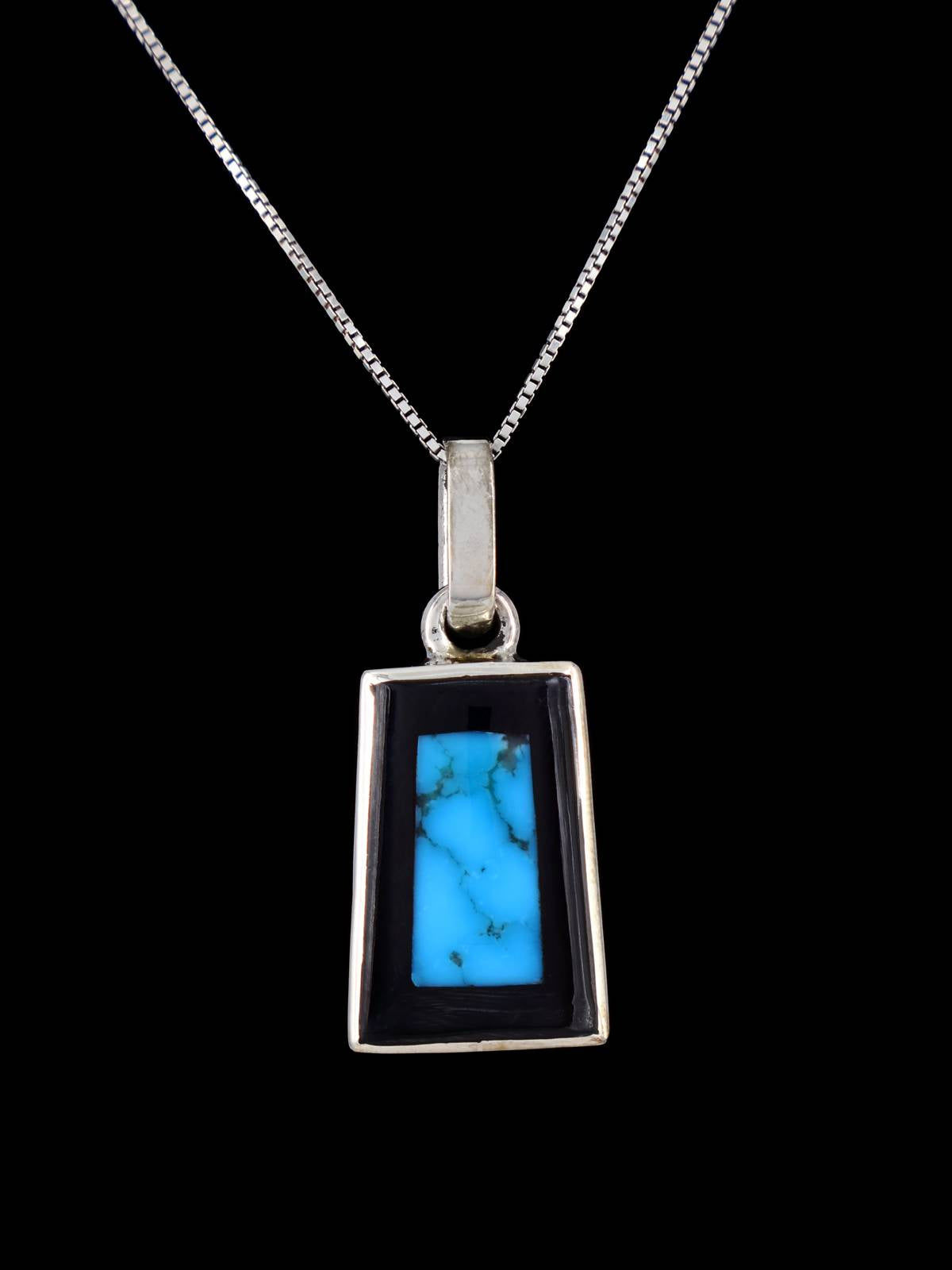 Native American Jewelry Penn Shell and Turquoise Inlay Pendant