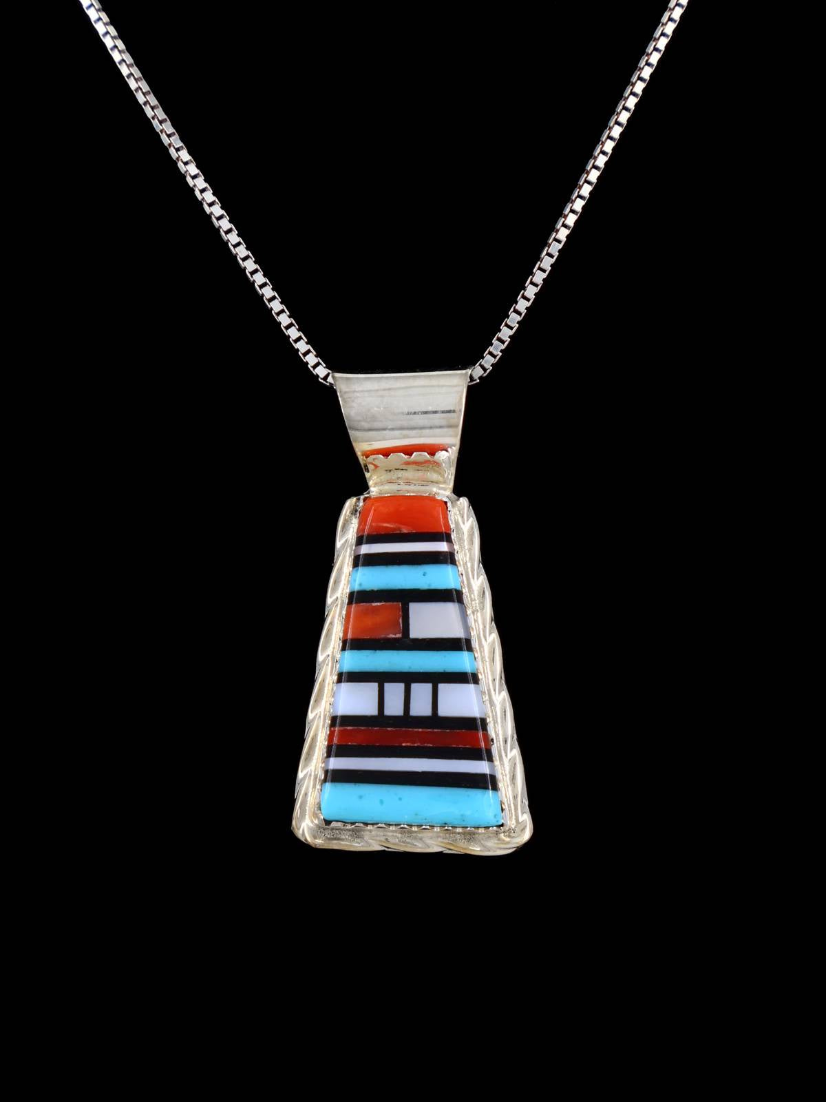 Native American Sterling Silver Zuni Inlay Pendant