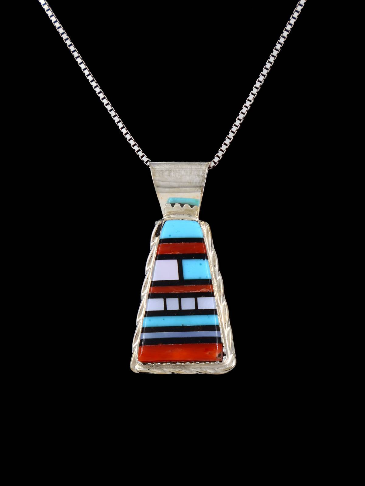 Native American Sterling Silver Zuni Inlay Pendant - PuebloDirect.com