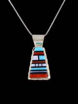 Native American Sterling Silver Zuni Inlay Pendant - PuebloDirect.com