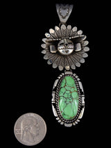 Native American Sterling Silver Damele Variscite Kachina Pendant