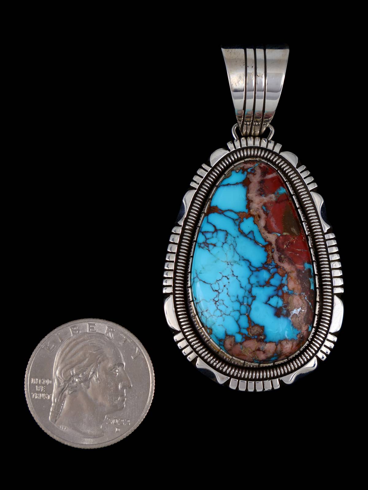 Native American Sterling Silver Natural Royston Turquoise Pendant - PuebloDirect.com