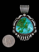 Large Native American Sonoran Gold Turquoise Sterling Silver Pendant - PuebloDirect.com