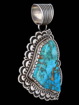Native American Large Kingman Turquoise Sterling Silver Pendant