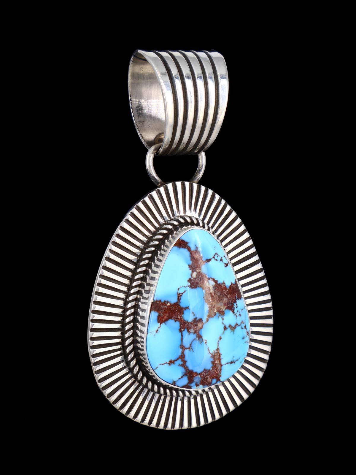 Native American Cold Chisel Golden Hill Turquoise Sterling Silver Pendant