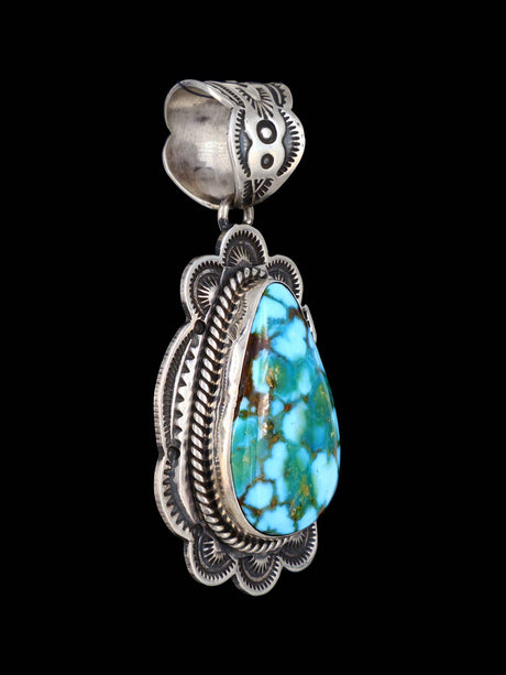 Native American Sterling Silver Kingman Turquoise Pendant - PuebloDirect.com