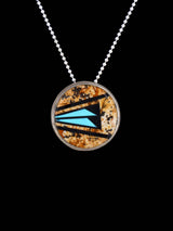 Navajo Sterling Silver Jasper and Turquoise Inlay Pendant