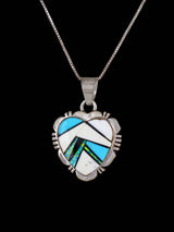 Navajo White Buffalo Mosaic Heart Inlay Pendant - PuebloDirect.com