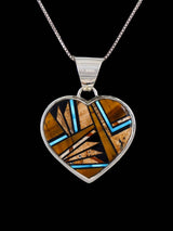 Navajo Sterling Silver Multistone Inlay Heart Pendant