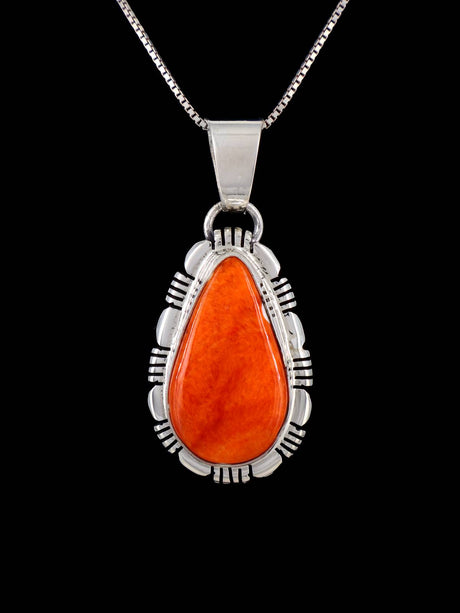 Native American Sterling Silver Spiny Oyster Pendant - PuebloDirect.com