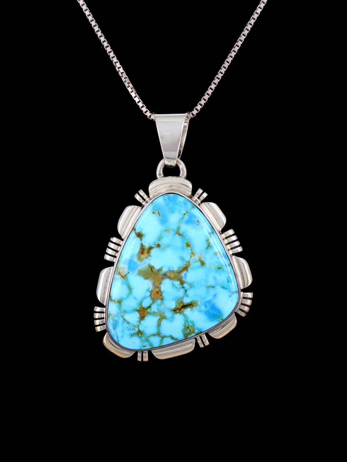 Native American Sterling Silver Kingman Turquoise Pendant