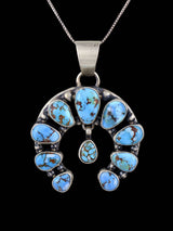 Native American Jewelry Natural Golden Hill Turquoise Naja Pendant