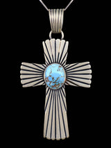 Sterling Silver Golden Hill Turquoise Navajo Cross Pendant
