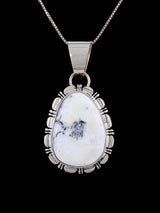 Navajo Jewelry Sterling Silver White Buffalo Pendant - PuebloDirect.com