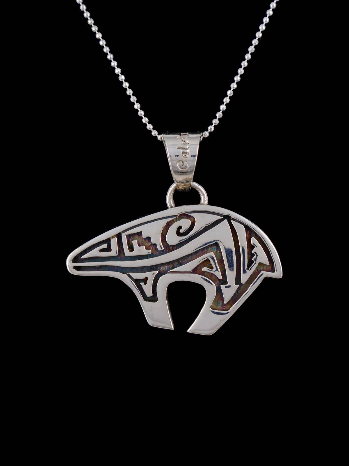 Navajo Reversible Turquoise and Jasper Inlay Bear Pendant