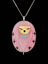 Zuni Pink Alabaster Maiden Fetish Pendant - PuebloDirect.com