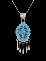 Turquoise Sterling Silver Zuni Inlay Pendant - PuebloDirect.com